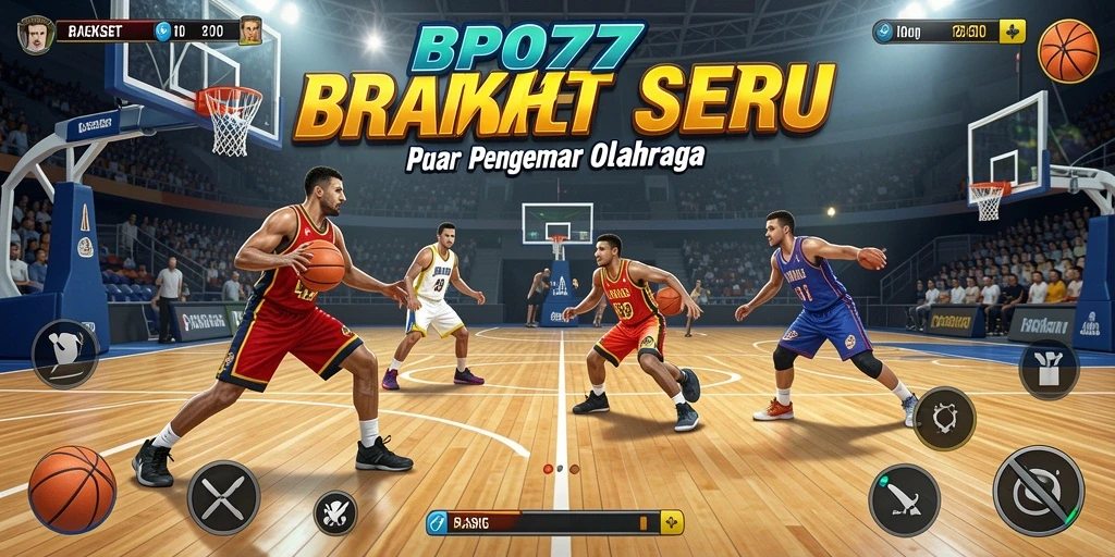 Antarmuka permainan BPO777 menampilkan aksi basket yang seru dan interaktif.