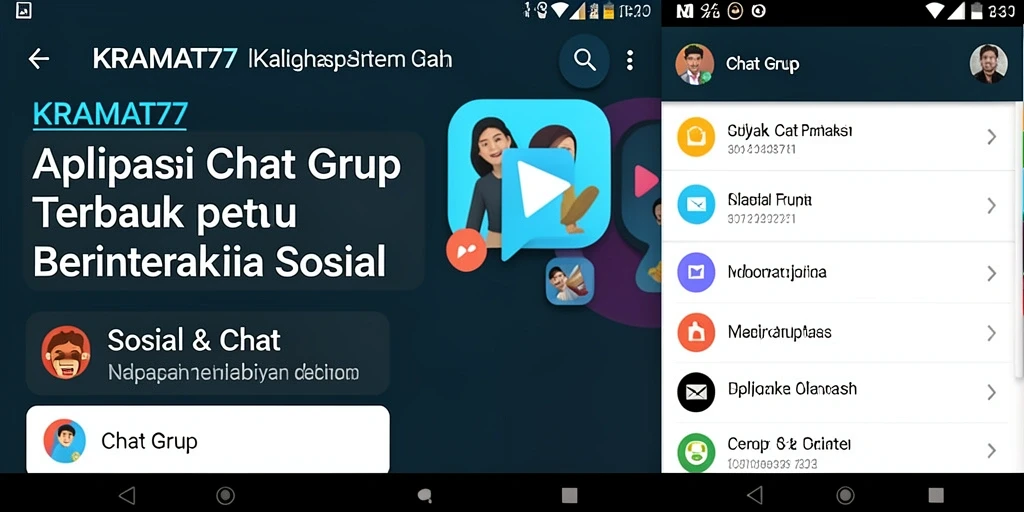 Antarmuka KRAMAT77 yang sederhana dan mudah digunakan untuk chat grup.