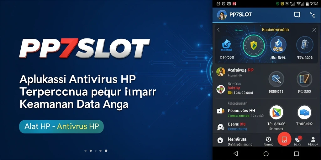 Screenshot antarmuka utama PP7SLOT yang menunjukkan fitur pemindaian antivirus.